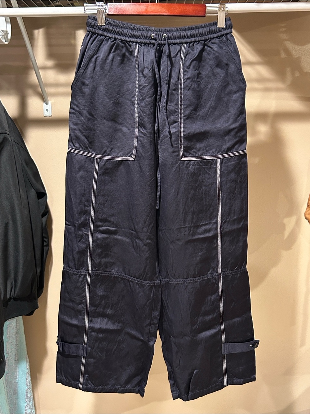 Maria Cher regular fit Wide-Leg Drawstring Cargo Pants - Blue